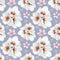 Spring floral watercolor seamless pattern with almond tree flowers, cherry, sakura, peach blooming bouquets for wedding