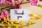 Spring Flower Decoration, Label With English Text Thank You