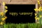 Spring Flower Narcissus, Chalkboard, Text Happy Gardening