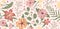 Spring flower pattern. Floral chinese print, abstract simple dahlia, trendy chrysanthemum, pastel cute azalea. Simple