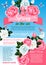 Spring flower wreath greeting poster template