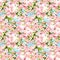 Spring flowers blossom, blue sky. Floral seamless pattern. Watercolor