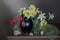 Spring flowers in a bouquet.Still life with tulips and daffodils in a vase