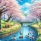 spring flowers butterfly water drops colors amazing - ai generated