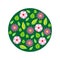 Spring flowers, circle pattern. Vector illustration.