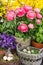 Spring flowers and easter eggs decoration