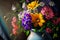 Spring flowers in a flower vase, AI Generative