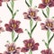 Spring flowers. Flower vintage seamless pattern. Oriental style. Tulips on beige background.