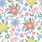 Spring flowers seamless patten. Garden summer flower motif floral texture vector backgrond