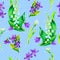 Spring flowers: snowdrop, may-lilly, viola  seamless pattern, hand paint watercolor illustration