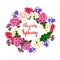 Spring flowers wreath of vector blooming bouquets