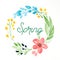 Spring on flowers wreath watercolors, Hand drawing flowers in wa