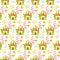 Spring forest mushroom home seamless pattern.