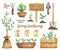 Spring Gardening clipart, Garden tools set, Garden elements, Watercolor garden clipart, seeds, plants in pots, shovel