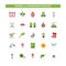 Spring and gardening. Color icon set with shadow. Vector illustration