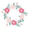 Spring gentle floral wreath with blooming flowers and leaves