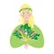 Spring girl. Blonde girl with a bouquet of wildflowers. Vector illustration. Mother Nature