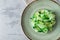 Spring, green salad, cucumber with apple, top view, close-up, no people, microselen radish, healthy eating, spring salad