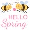 Spring greeting card with couple. Bees in love.