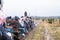 Spring Grove, IL/USA â€“ December, 1 2019: People sitting on a cart going out on a cut your own farm to pick out a Christmas tree