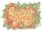 Spring hand lettering. Vector floral calligraphic banner