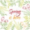 Spring is here vector card