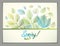 Spring horizontal banner design, vector green and fresh leaves f