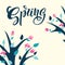 Spring illustration with bright flowering shrub. Spring bush. Ha