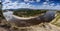 Spring Irkut river sky clouds landscape. View from above, Siberia, Russia