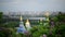 Spring Kiev panorama under the rain church blooming lilac Ukraine 4k video