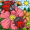 Spring Ladybugs On Flower Colored Illustration