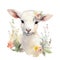 Spring lamb watercolor illustration, spring clipart