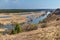 Spring landscape banner, panorama - spring flood in river valley