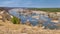 Spring landscape banner, panorama - spring flood in river valley