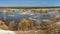 Spring landscape banner, panorama - spring flood in river valley