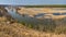 Spring landscape banner, panorama - spring flood in river valley