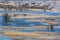 Spring landscape - flood in river valley