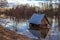 Spring landscape, flooded chapel