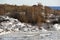 Spring landscape. Helsinki Archipelago, Finland. Snow covered island