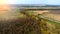 Spring landscape with intercity highway, aerial