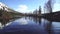 Spring landscape with melting ice on a river