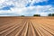 Spring of landscape with ploughed field