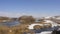 Spring landscape. River floodplain overgrown with forest, melting snow. March