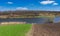 Spring landscape with Suha Sura river in Vasylivka village near Dnepr city, central Ukraine