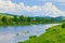 Spring landscape. The Tatra Mountains over The Dun