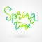 Spring lettering. Spring time paper cut lettering with shadow. Hand drawn calligraphy and brush pen lettering. Design