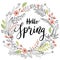 Spring Lettering with wreath - hand drawn