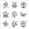 spring line icons. linear set. quality vector line set such as flora, flower, windmill, plant, apple, wifi, flower, bee