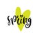Spring Love handwritting typography icon. Lettering for greeting card or t-shirt design. Banner poster template background.