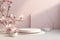 Spring minimalistic product display scene, podiums, magnolia blossom